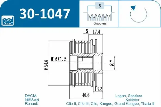 Generatorfreilauf IJS GROUP 30-1047 Bild Generatorfreilauf IJS GROUP 30-1047
