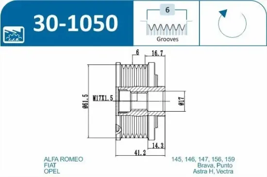 Generatorfreilauf IJS GROUP 30-1050 Bild Generatorfreilauf IJS GROUP 30-1050