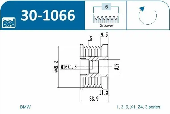 Generatorfreilauf IJS GROUP 30-1066 Bild Generatorfreilauf IJS GROUP 30-1066