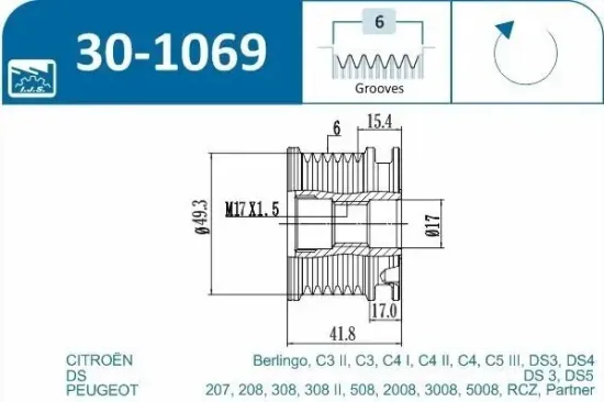 Generatorfreilauf IJS GROUP 30-1069 Bild Generatorfreilauf IJS GROUP 30-1069