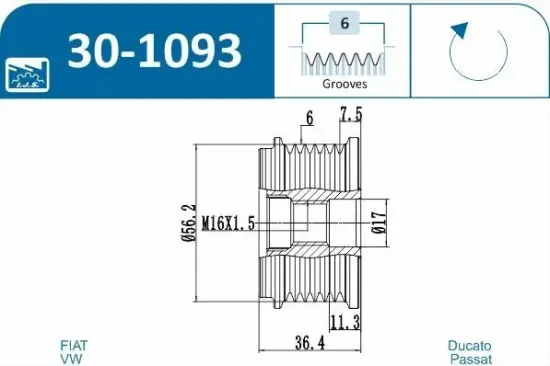 Generatorfreilauf IJS GROUP 30-1093 Bild Generatorfreilauf IJS GROUP 30-1093