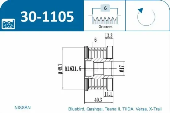 Generatorfreilauf IJS GROUP 30-1105 Bild Generatorfreilauf IJS GROUP 30-1105