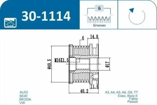 Generatorfreilauf IJS GROUP 30-1114 Bild Generatorfreilauf IJS GROUP 30-1114