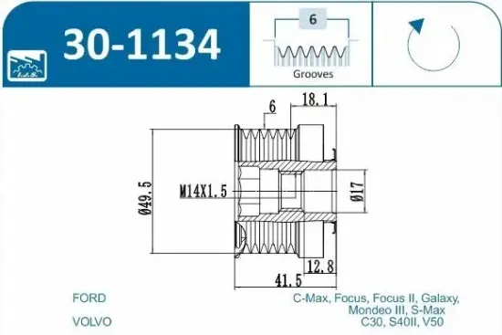 Generatorfreilauf IJS GROUP 30-1134 Bild Generatorfreilauf IJS GROUP 30-1134