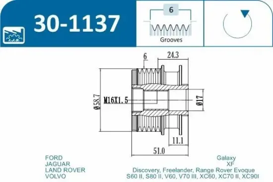 Generatorfreilauf IJS GROUP 30-1137 Bild Generatorfreilauf IJS GROUP 30-1137