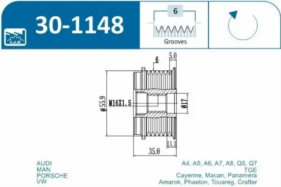 Generatorfreilauf IJS GROUP 30-1148 Bild Generatorfreilauf IJS GROUP 30-1148