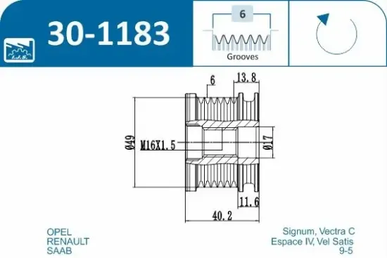 Generatorfreilauf IJS GROUP 30-1183 Bild Generatorfreilauf IJS GROUP 30-1183