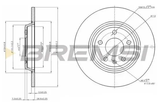 Bremsscheibe Hinterachse BREMSI CD7666S Bild Bremsscheibe Hinterachse BREMSI CD7666S
