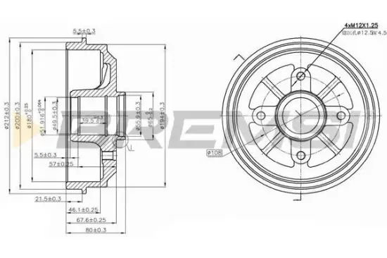 Bremstrommel Hinterachse BREMSI CR5153 Bild Bremstrommel Hinterachse BREMSI CR5153
