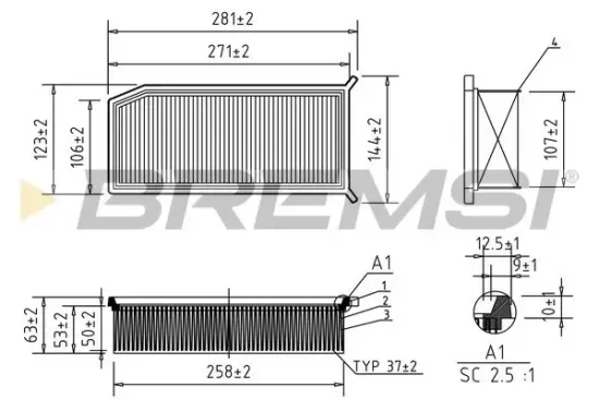Luftfilter BREMSI FA0208 Bild Luftfilter BREMSI FA0208