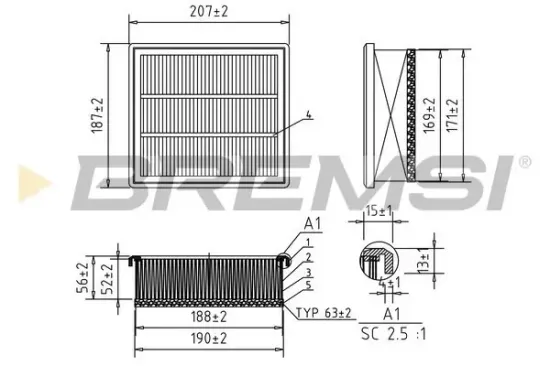 Luftfilter BREMSI FA0212 Bild Luftfilter BREMSI FA0212
