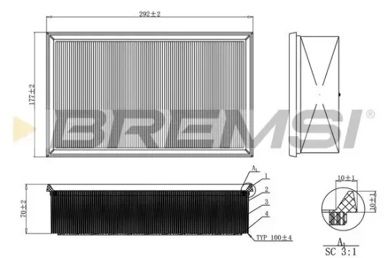 Luftfilter BREMSI FA0214 Bild Luftfilter BREMSI FA0214