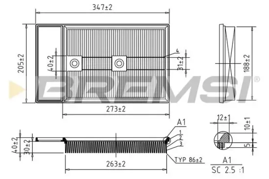 Luftfilter BREMSI FA0549 Bild Luftfilter BREMSI FA0549