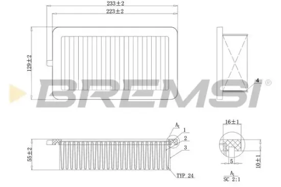 Luftfilter BREMSI FA0555 Bild Luftfilter BREMSI FA0555