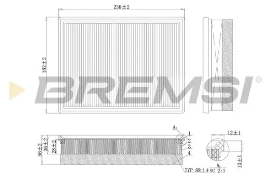 Luftfilter BREMSI FA0557 Bild Luftfilter BREMSI FA0557