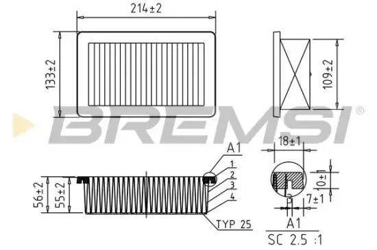 Luftfilter BREMSI FA0558 Bild Luftfilter BREMSI FA0558