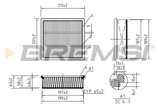 Luftfilter BREMSI FA0562 Bild Luftfilter BREMSI FA0562