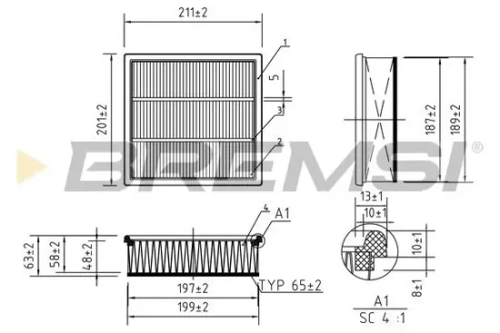 Luftfilter BREMSI FA0563 Bild Luftfilter BREMSI FA0563
