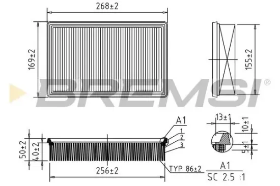 Luftfilter BREMSI FA0569 Bild Luftfilter BREMSI FA0569