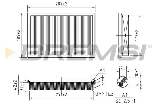 Luftfilter BREMSI FA0573 Bild Luftfilter BREMSI FA0573