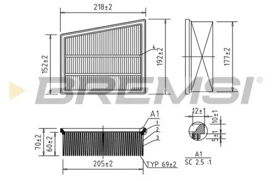 Luftfilter BREMSI FA0586 Bild Luftfilter BREMSI FA0586