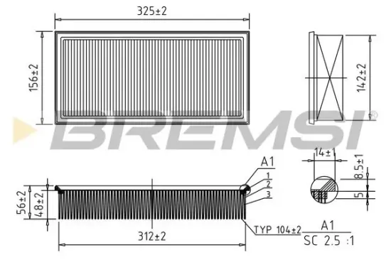 Luftfilter BREMSI FA0595 Bild Luftfilter BREMSI FA0595