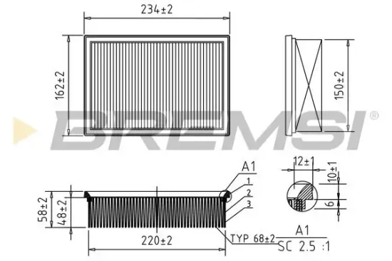 Luftfilter BREMSI FA0597 Bild Luftfilter BREMSI FA0597