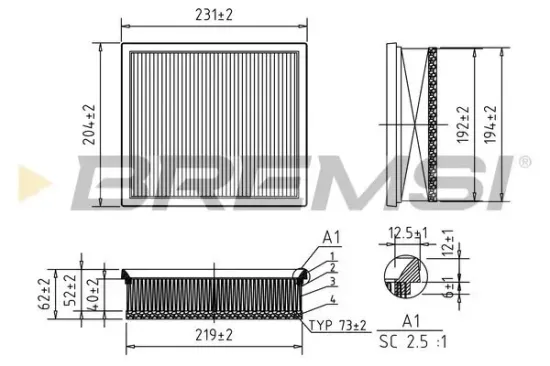 Luftfilter BREMSI FA0598 Bild Luftfilter BREMSI FA0598