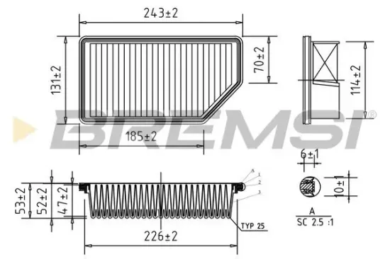 Luftfilter BREMSI FA0604 Bild Luftfilter BREMSI FA0604