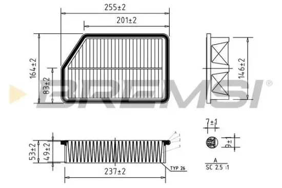 Luftfilter BREMSI FA0607 Bild Luftfilter BREMSI FA0607
