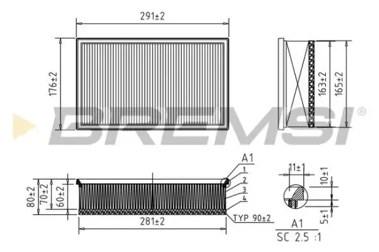 Luftfilter BREMSI FA0620 Bild Luftfilter BREMSI FA0620