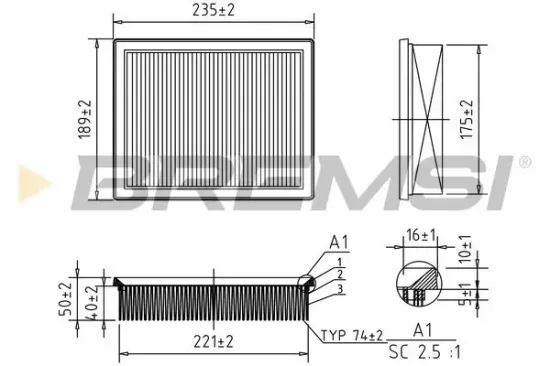 Luftfilter BREMSI FA0640 Bild Luftfilter BREMSI FA0640