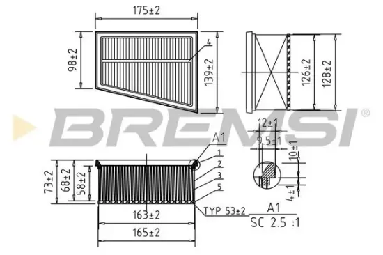 Luftfilter BREMSI FA0644 Bild Luftfilter BREMSI FA0644