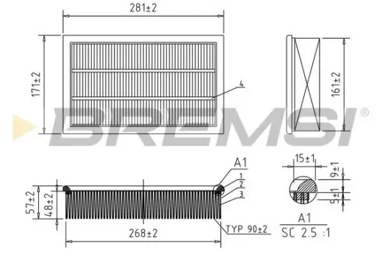Luftfilter BREMSI FA0651 Bild Luftfilter BREMSI FA0651