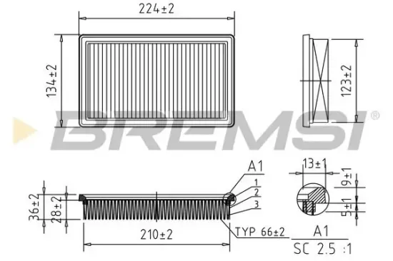 Luftfilter BREMSI FA1023 Bild Luftfilter BREMSI FA1023