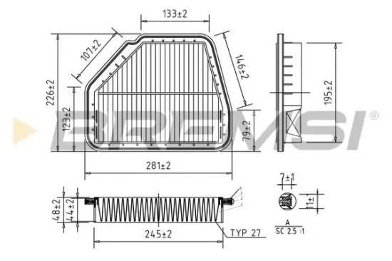Luftfilter BREMSI FA1038 Bild Luftfilter BREMSI FA1038