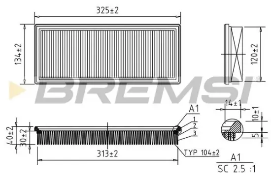 Luftfilter BREMSI FA1046 Bild Luftfilter BREMSI FA1046