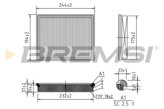 Luftfilter BREMSI FA1060 Bild Luftfilter BREMSI FA1060