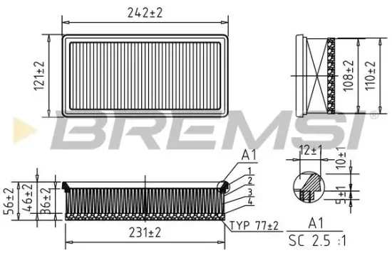 Luftfilter BREMSI FA1067 Bild Luftfilter BREMSI FA1067