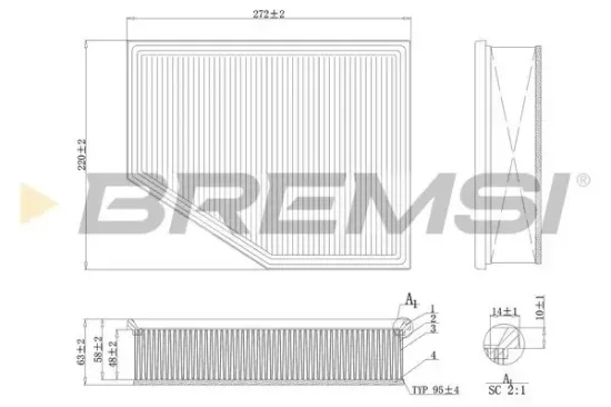 Luftfilter BREMSI FA1098 Bild Luftfilter BREMSI FA1098