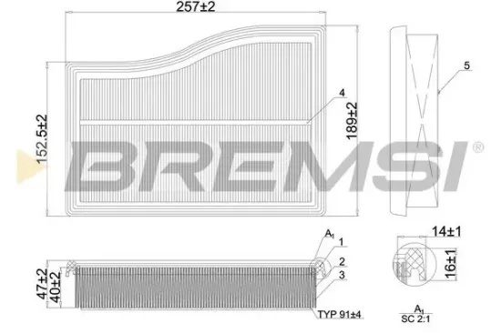 Luftfilter BREMSI FA1101 Bild Luftfilter BREMSI FA1101