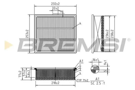 Luftfilter BREMSI FA1105 Bild Luftfilter BREMSI FA1105