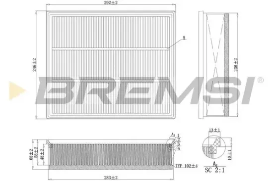 Luftfilter BREMSI FA1108 Bild Luftfilter BREMSI FA1108