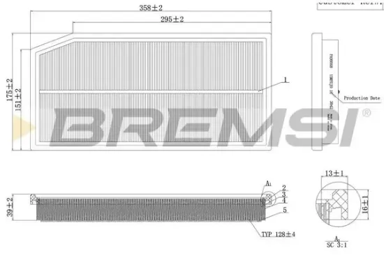 Luftfilter BREMSI FA1124 Bild Luftfilter BREMSI FA1124