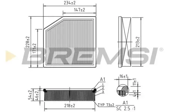Luftfilter BREMSI FA1128 Bild Luftfilter BREMSI FA1128