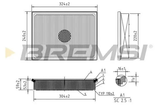Luftfilter BREMSI FA1130 Bild Luftfilter BREMSI FA1130
