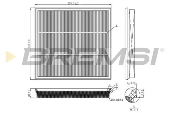 Luftfilter BREMSI FA1131 Bild Luftfilter BREMSI FA1131