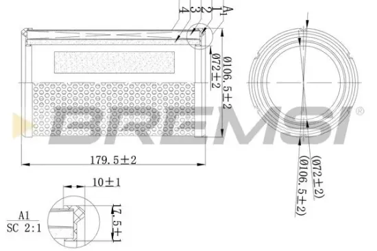 Luftfilter BREMSI FA1138 Bild Luftfilter BREMSI FA1138