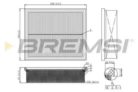 Luftfilter BREMSI FA1153 Bild Luftfilter BREMSI FA1153