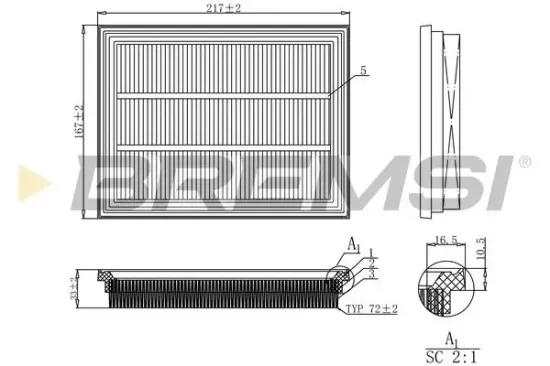 Luftfilter BREMSI FA1162 Bild Luftfilter BREMSI FA1162